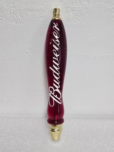 Clear Red Budweiser Pub Style 12" Draft Beer Tap Handle - Picture 1 of 6