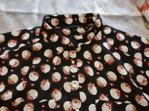 Van Heusen Ladies Tunic Top S Black White Polka Dot Floral Design Sleeveless - Picture 1 of 8