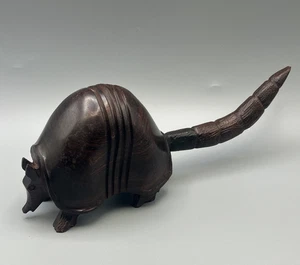 VTG Hand Carved Armadillo/10" Long/Made of Polished Dark Brown Hardwood - Picture 1 of 7