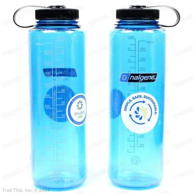 2 Nalgene 48oz Wide Mouth Water Bottles BPA/BPS-Free Tritan Pack Blue / Black - Image 1 of 3