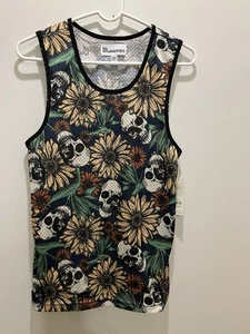 No Boundaries Mesh Tank Größe Extra Small (30-32) Totenköpfe & Blumen NEU - Bild 1 von 5