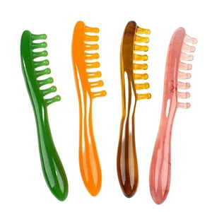 Long Handle Resin Massage Comb Head Scalp Meridian Scraping Massager - Picture 1 of 16