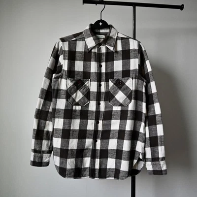 Warehouse for Heller's Cafe brown block plaid flannel shirt, made in Japan, 36 - Image 1 of 4