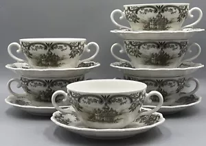 6x Seltmann Weiden Porzellan Barock Suppen Tassen Gedeck Set Burg Landschaft - Bild 1 von 7