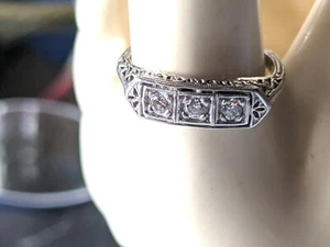 Vintage Platinum Diamond Ring, Size 5 3/4 - Picture 1 of 5