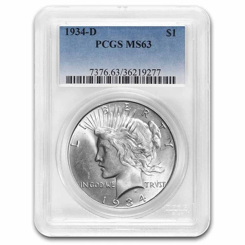 1934-D Peace Dollar MS-63 PCGS - SKU #11593 Cover