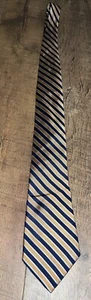 Tommy Hilfiger men’s Necktie gold & Blue striped Wedding Church Business - Picture 1 of 6