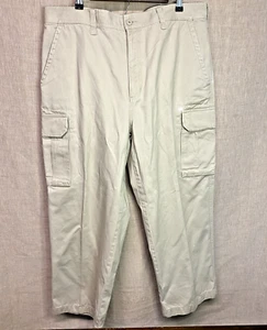 Vintage 90s LANDS' END Cargo Pants Mens 38x27 Beige 100% Cotton Direct Merchants - Picture 1 of 21
