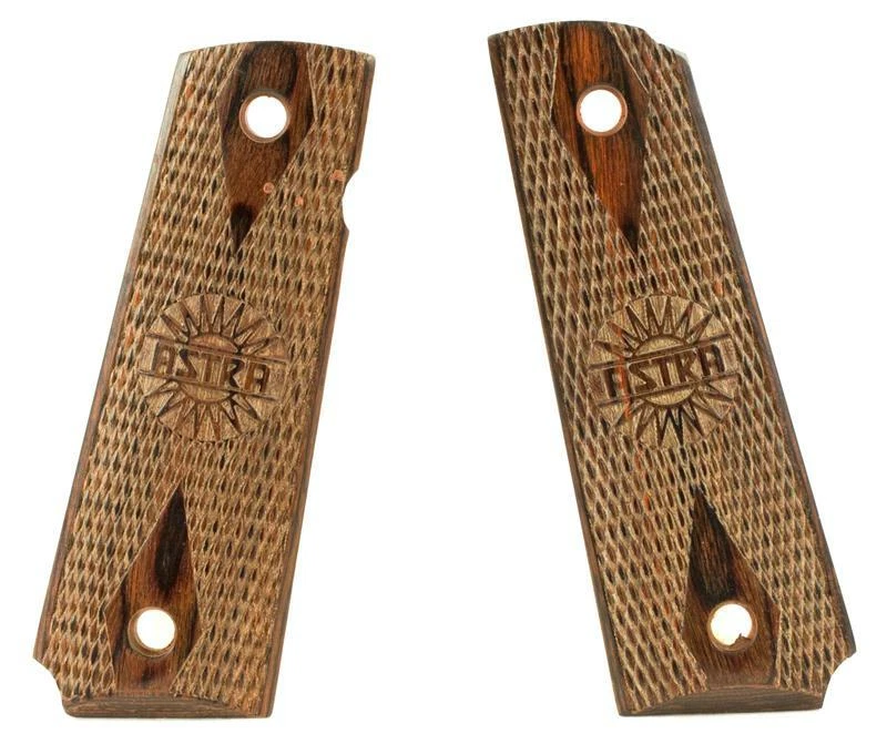 Empuñaduras de palo de rosa a cuadros con diamantes Astra Arms 1911 hechas en Suiza tamaño completo Foto 1 de 1