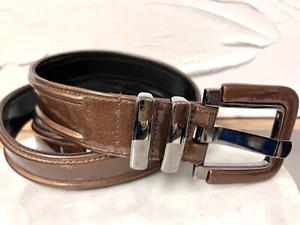 CARLISLE  Vintage Leather Belt Bronze Patent Leather XL Womens USA - Picture 1 of 5
