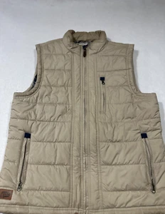 Moonshine Spirit Vest Mens Medium Khaki Blue Puffer Insulated Full Zip Pockets - Picture 1 of 8