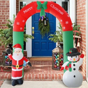 Weihnachtsmann Aufblasbarer Deko Tor 240cm Schneemann Außen Nikolaus Santa 2022 - Bild 1 von 8