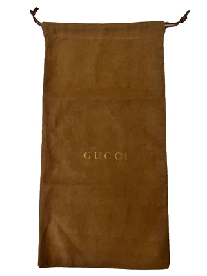 GUCCI Bolsa Antipolvo Auténtica Bolsa de Viaje Almacenamiento Marrón con Cordón Logo Dorado 8x16 ❤️ Foto 1 de 4