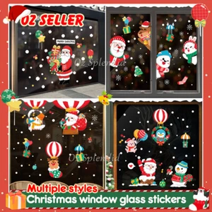 Christmas Window Glass Wall Decal Stickers Xmas Tree Stars Baubles Wall Decor AU - Picture 1 of 16