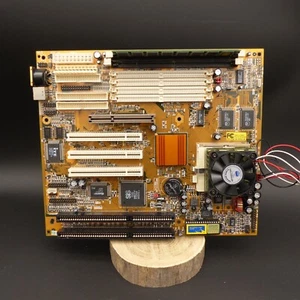 Mainboard Motherboard Sockel 7 ISA PCI AGP inkl. AMD K6 266MHz + 64MB RAM - Bild 1 von 7