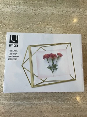 Set Of Two Umbra Photo Frames In Matte Brass Geometric Style 4x6” - Image 1 of 4