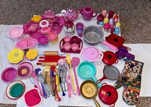 Pretend Play Kitchen Pots Pans Lid Utensils Tea Set Disney Barbie Mixed LOT 100+ - Picture 1 of 17