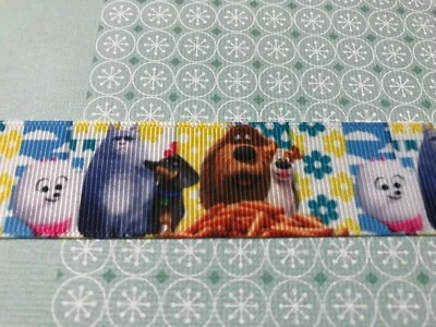 Cutest Pets Printed Grosgrain Ribbon 1"(25 mm)Pets Print Cartoon/Chloe/Max/Duke - Image 1 of 4