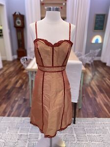 vintage 90s betsey johnson dress silk dress women's size 6 orange