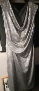 Connected Apparel Cocktail dress Silver Flax Drape Neck Size 8 - Picture 1 of 9