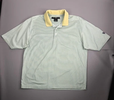 Camisa Polo Nike Tiger Woods Collection Para Hombre Mediana Blanca Azul Rayas Foto 1 de 4