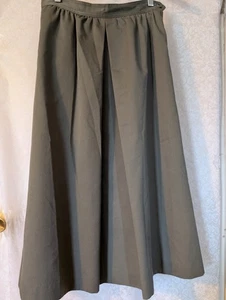 Lands End Skirt Sz 10 Pleated Olive Midi Skirt - Picture 1 of 11