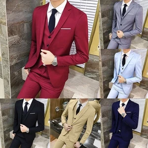 Männer Blazer Weste Bräutigam Hochzeitskleid Dreiteiliger Set Einfarbig - Bild 1 von 18