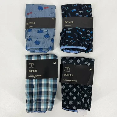 批量 4 件 Banana Republic 拳击手 男式 M 码 蓝色 100% 棉 全新 全新带标签 — 第 1/4 张图片