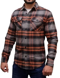 Men’s Flannel Plaid Shirt Long Sleeve Casual Western Checkered Button Down - Picture 1 of 4