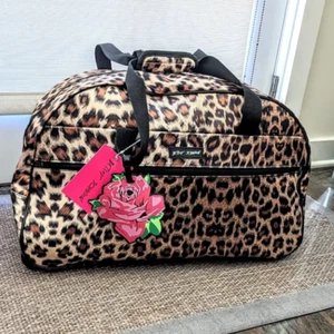 NWT Betsey Johnson Leopard Animal Print Roller Bag Luggage - Picture 1 of 4