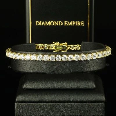 Luxus Damen Armband 4 mm Zirkonia weiß 750er Gold 18 Karat vergoldet B1029-2S - Bild 1 von 4