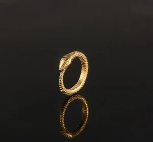 18K Gold Snake Ring For Men, Waterproof Snake Ring, Serpent Ring, mens gold ring - Picture 1 of 8