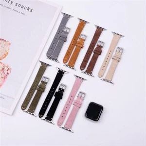 Matte Genuine Leather Strap Band for Apple Watch 10 9 8 7 6 5 4 SE 42/45/46/49mm - Picture 1 of 29