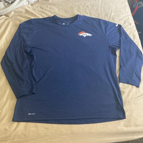 Nike Denver Broncos Navy Blue Shirt Dri-Fit Long Sleeve Size 3XL NFL Football Cover