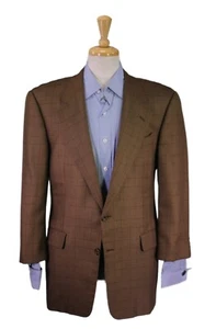 Hickey-Freeman Brown Plaid Wool-Silk 2-Btn Sportcoat Blazer 41S 42S - Picture 1 of 9