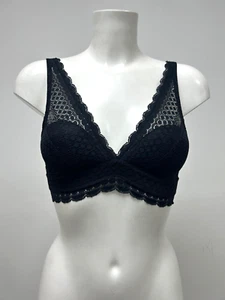 Ex M&S Ladies Non Wired Black Padded Lace Bra Size 30B - Picture 1 of 5