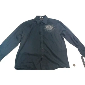 Y2K Affliction Style Eighty Eight Mens Graphic Lion Long Sleeve Button Down - Picture 1 of 7