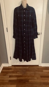 Polo, Ralph Lauren, blue checkered, cotton dress, size medium, with pockets - Picture 1 of 5
