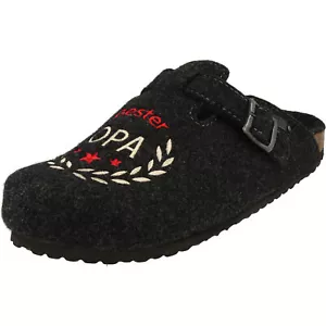Herren Pantoffeln Grau Supersoft Komfort 511-077 "Bester Opa" Filz Hausschuhe - Bild 1 von 7
