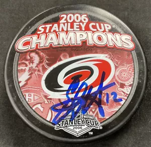 ERIC STAAL Signed Autographed 2006 Stanley Cup Champions Puck AJ Sports World - Picture 1 of 4