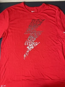 "LIGHTNING BOLT" NIKE Dri-Fit Mens Red  Short Sleeve T Shirt Size Lg Large L - Picture 1 of 5