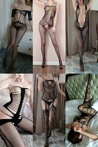 Women Lingerie Fishnet Crotchless Body Stocking Sexy Bodysuit Babydoll Underwear - Picture 1 of 16