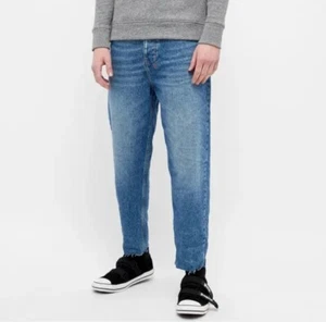 Ksubi Bullet Cropped Blazed Jeans Blue Frayed Relaxed Men's Size 29 - Picture 1 of 5