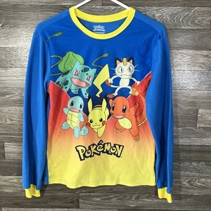 Pokemon Pikachu Bulbasaur Squirtle Meowth Charmander Pajama Top Size 14/16 - Picture 1 of 6