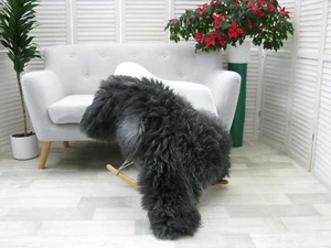 TAPPETO PELLE DI PECORA BRITISH HERDWICK VERA MORBIDA PELLICCIA DENSA PELLE NATURALE COPERTURA SEDIA J383 - Foto 1 di 15