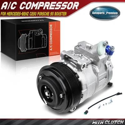 AC Compressor with Clutch for Mercedes-Benz C230 E350 Porsche 911 Boxster Cayman - Image 1 of 4