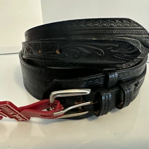 Cintura vintage Vogel Of Texas uomo 36 pelle frontiera superiore grana sterzo nascondiglio nero - Foto 1 di 10