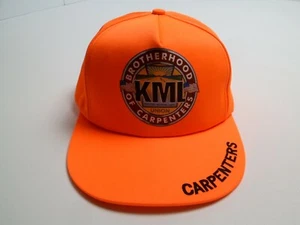 KML Brotherhood of Carpenters Union Hat Cap Snapback Blaze Orange Made USA - Picture 1 of 9
