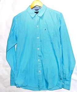 NAUTICA BLUE/WHITE CHECKED W/FLIP UP CUFF/ BUTTON UP BOYS SZ XL 18/20 - Picture 1 of 10