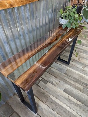 Epoxy Resin Console Table, Epoxy Hallway Table, Narrow Wooden Table, Clear Resin - Image 1 of 4
